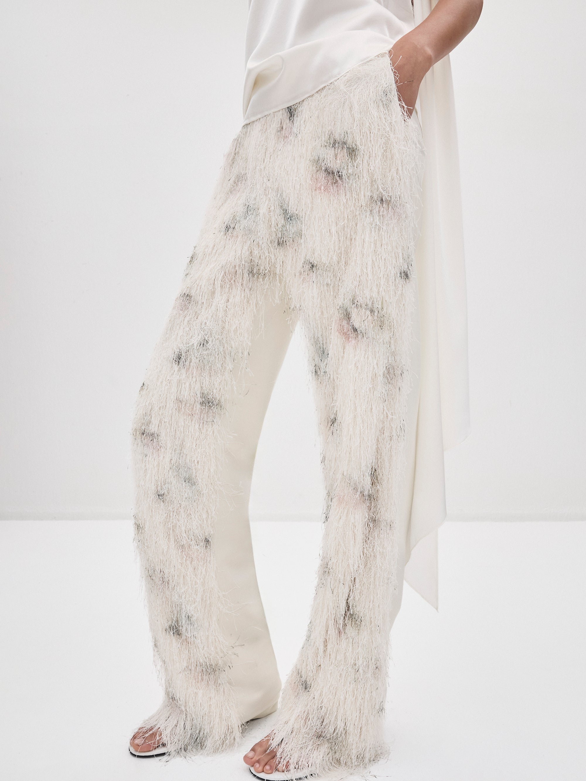 Hosanna Fringe Trousers, White