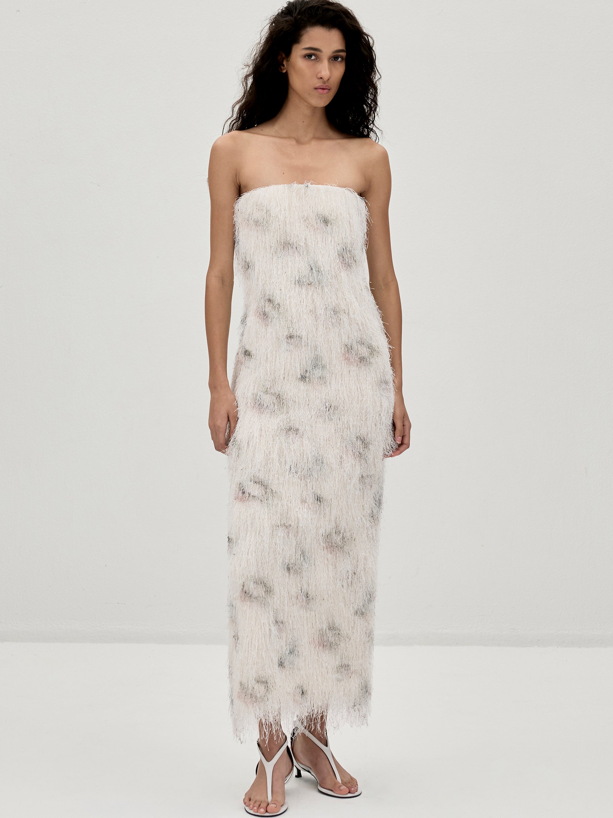 Myrel Fringe Dress, White