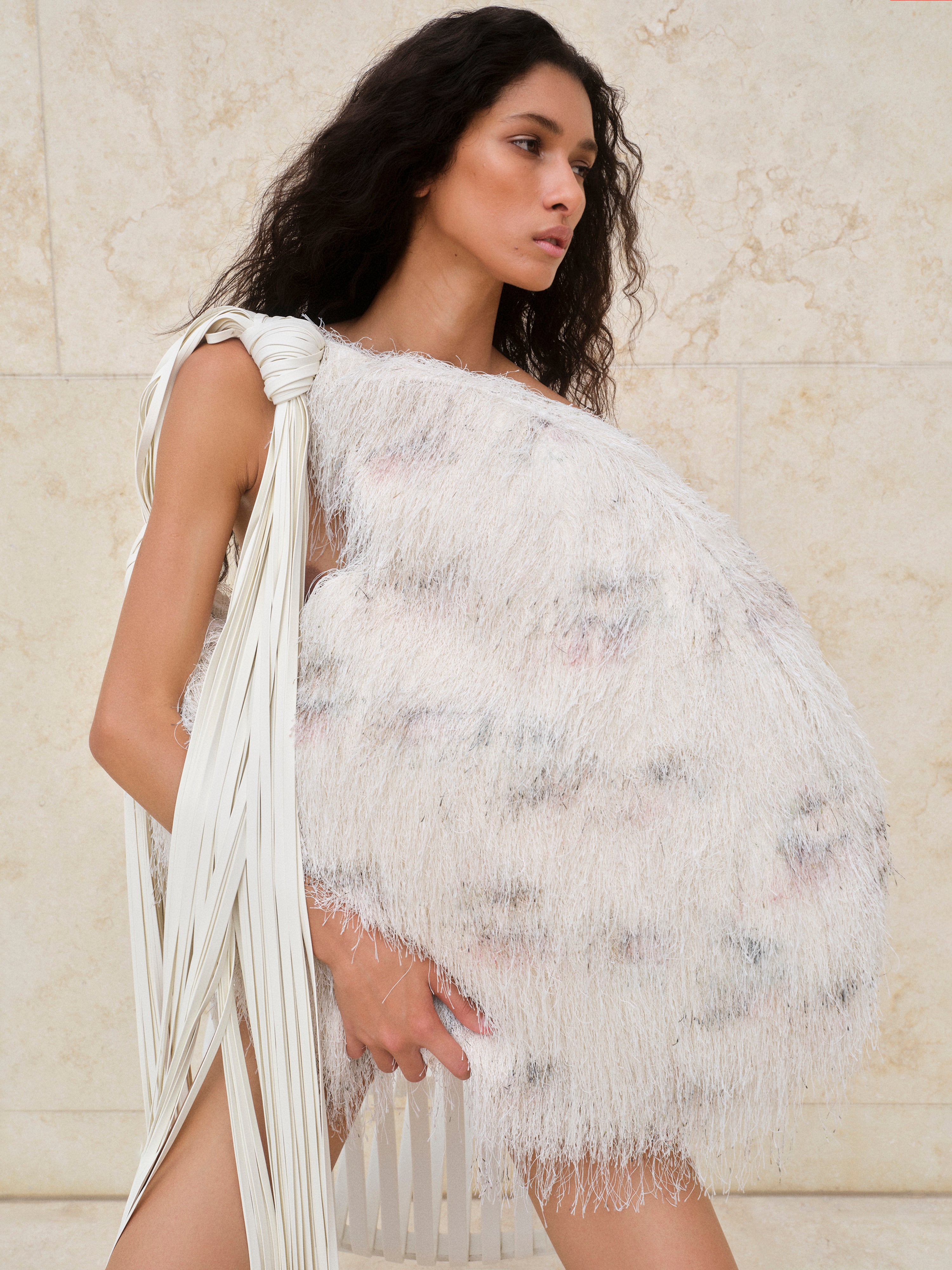 Sloane Fringe Extra Large Hobo, White