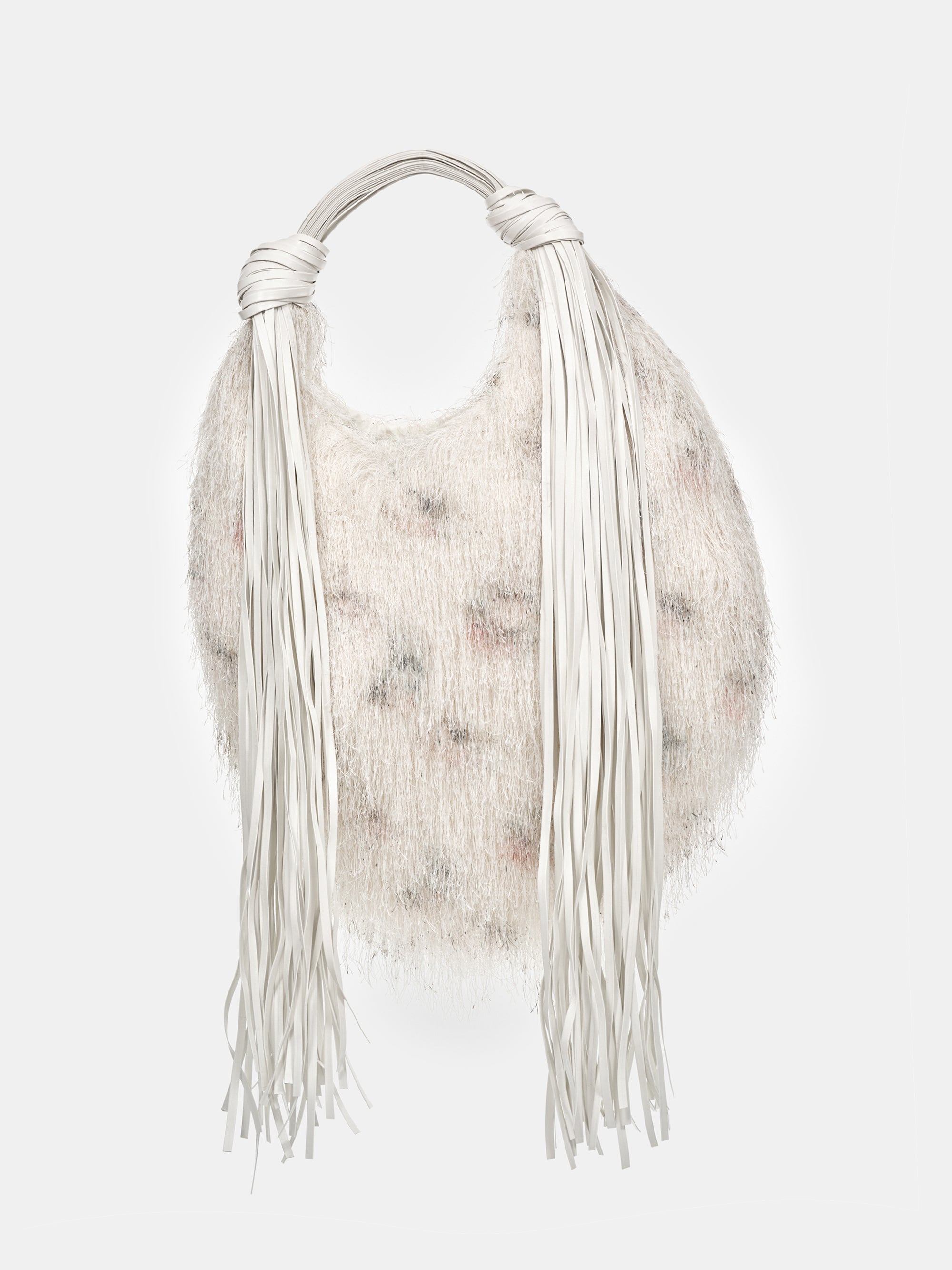 Sloane Fringe Medium Hobo, White
