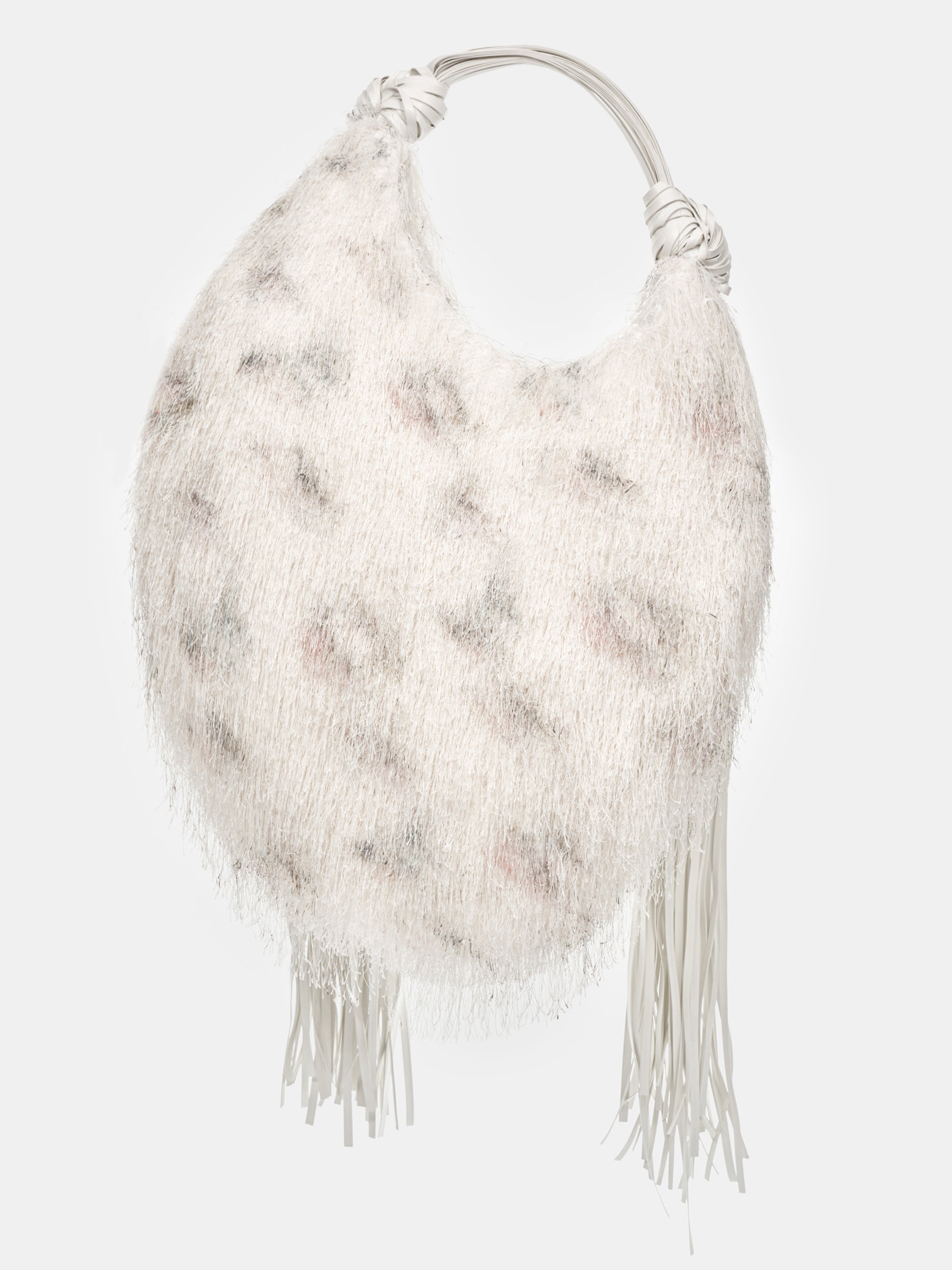 Sloane Fringe Medium Hobo, White