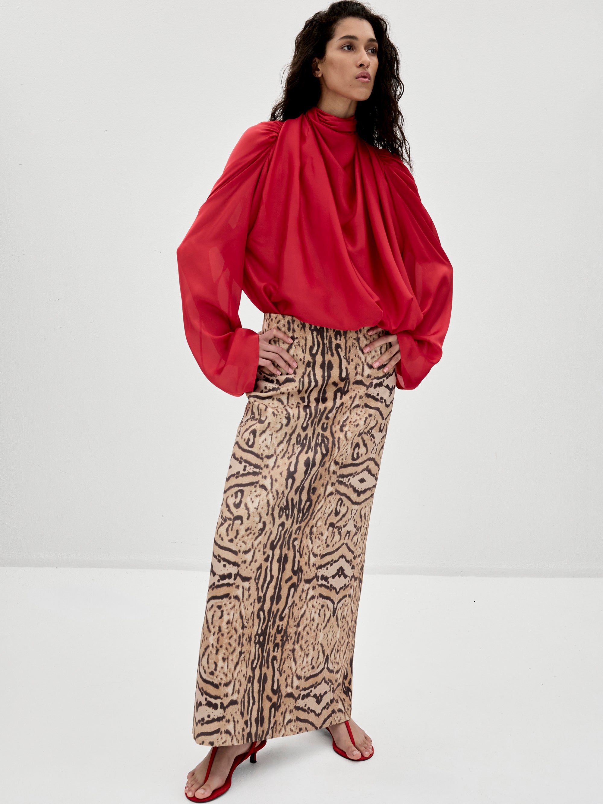 Saya Column Skirt, Brown