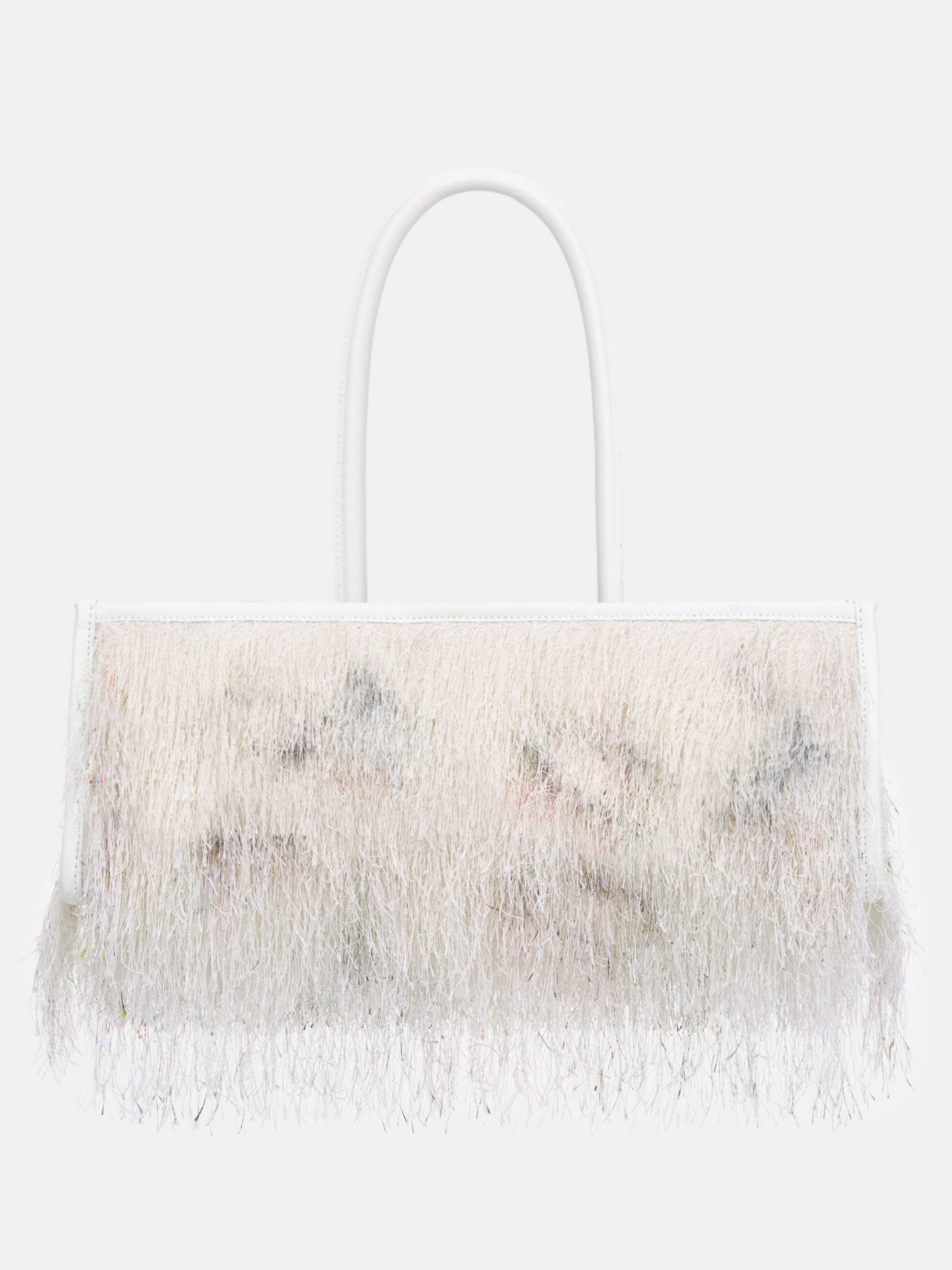 Cerine Fringe Top Handle Medium Bag, White