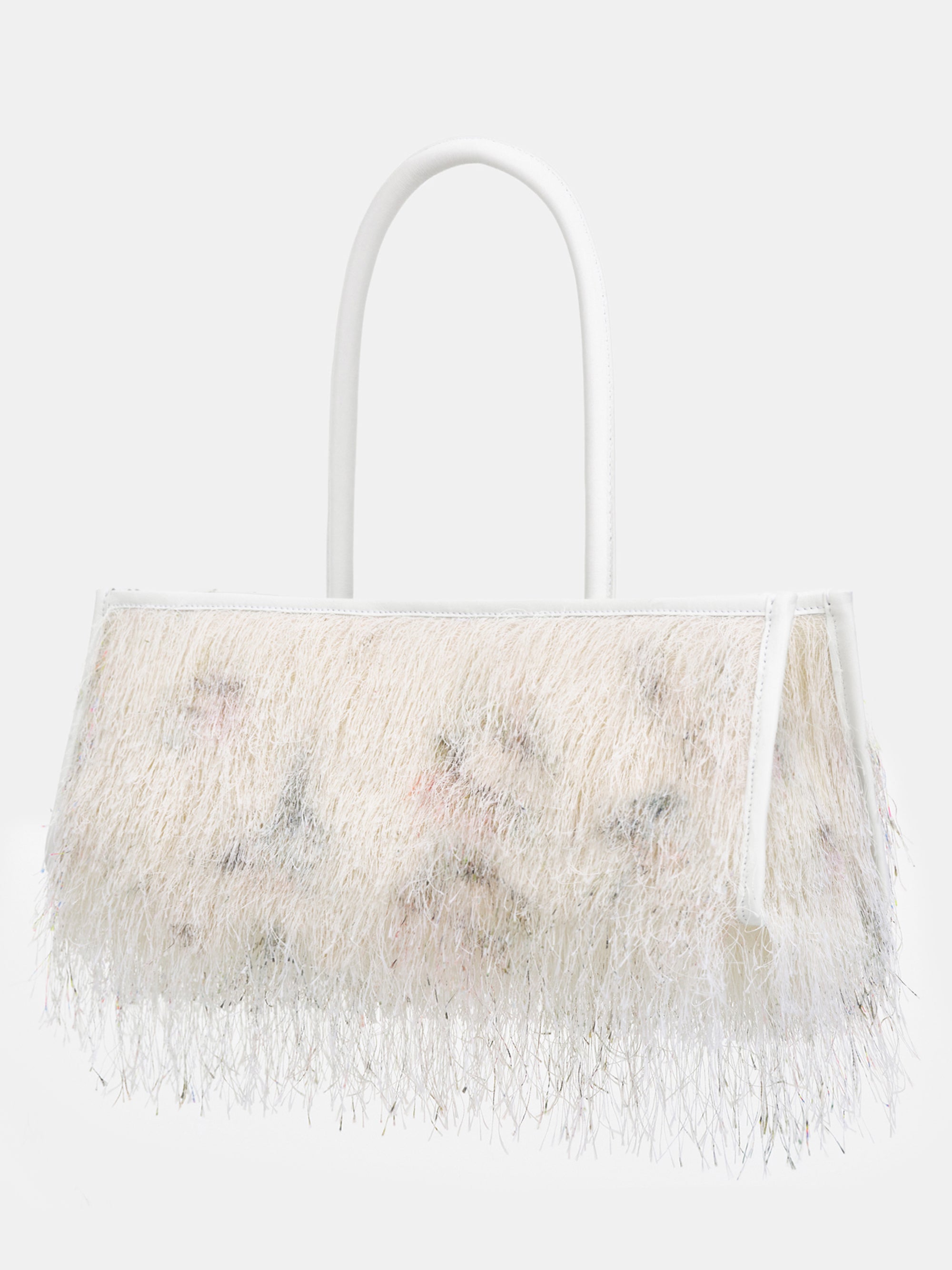 Cerine Fringe Top Handle Medium Bag, White