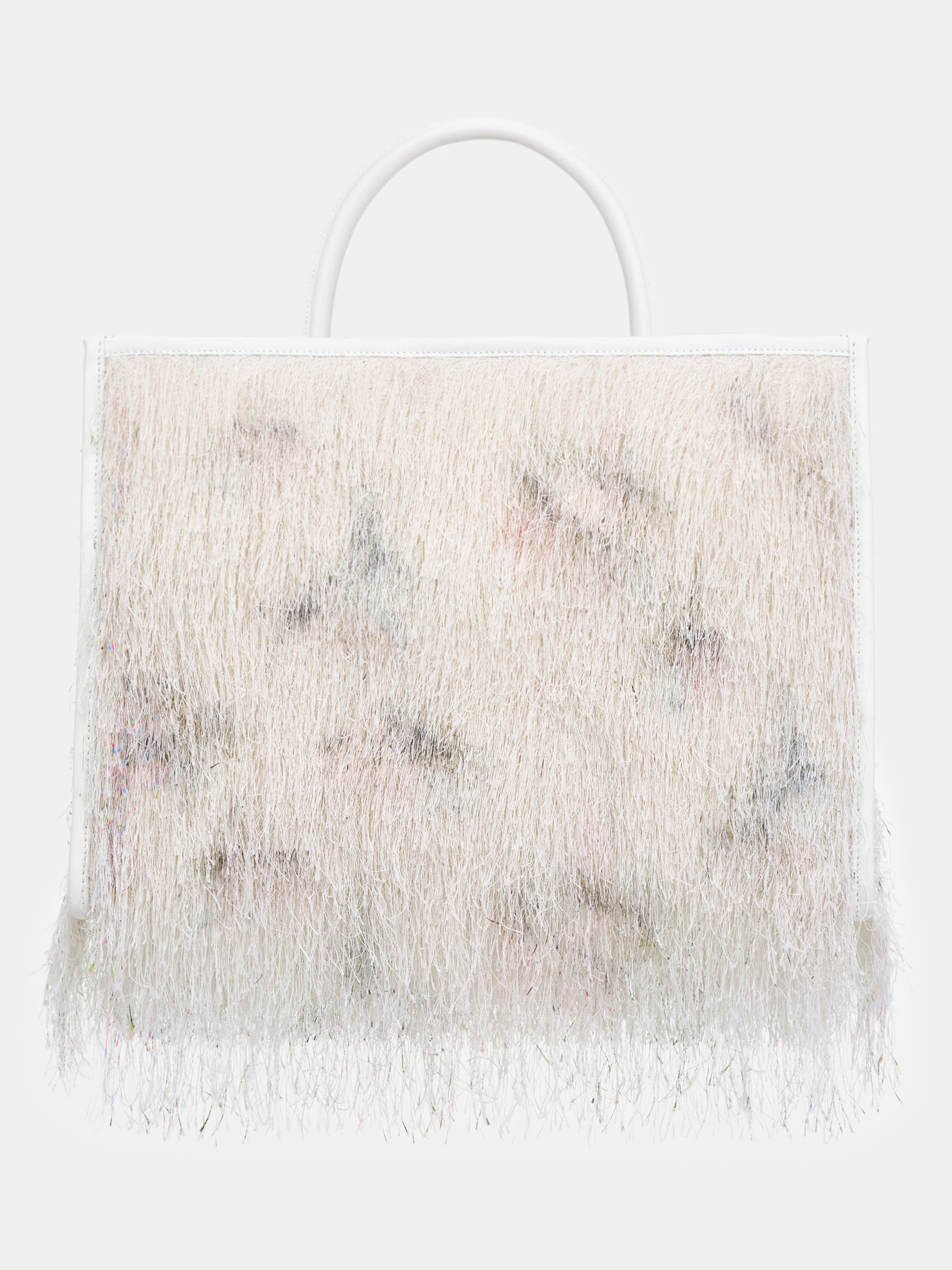 Cerine Fringe Top Handle Large Bag, White