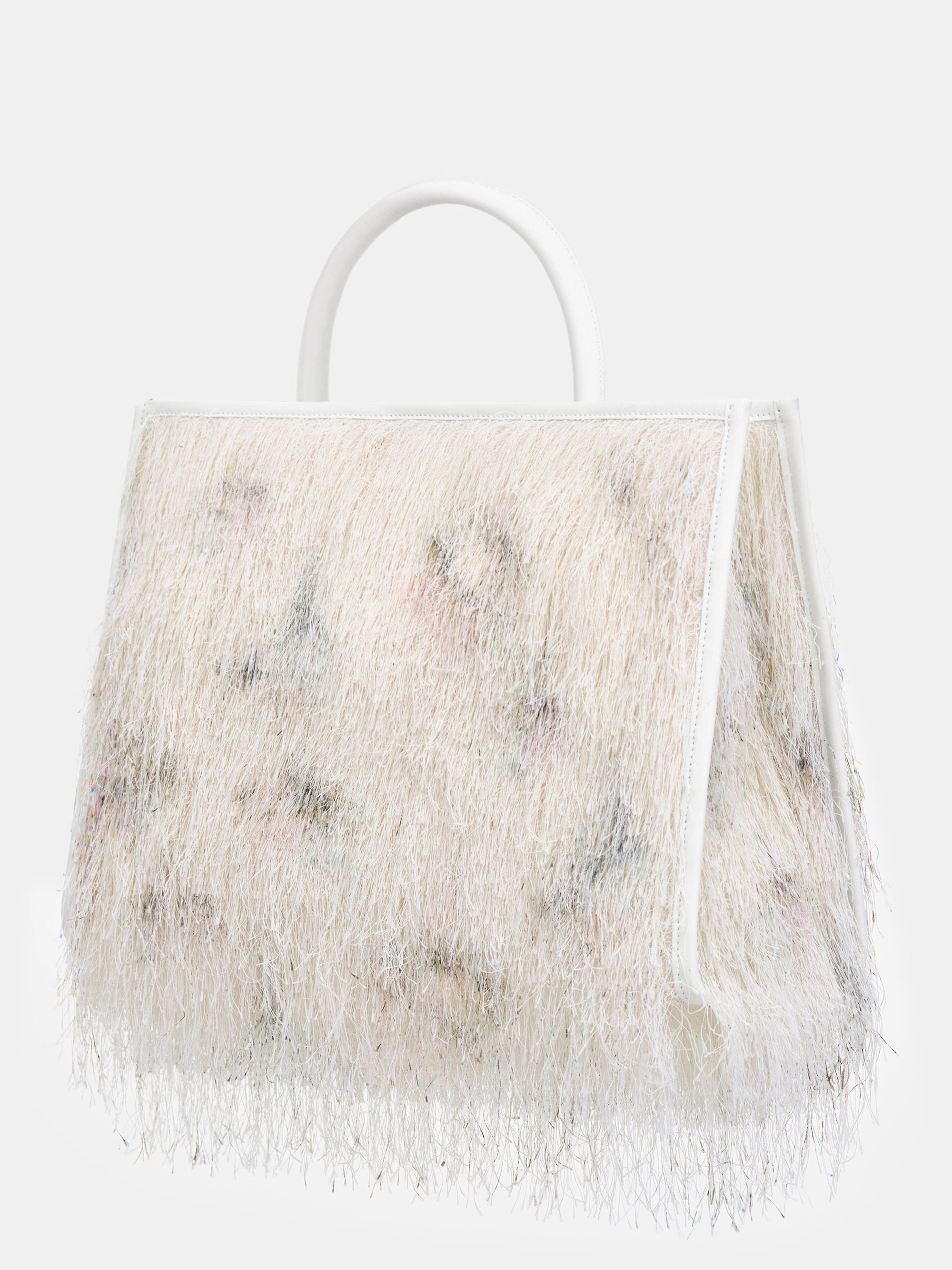 Cerine Fringe Top Handle Large Bag, White