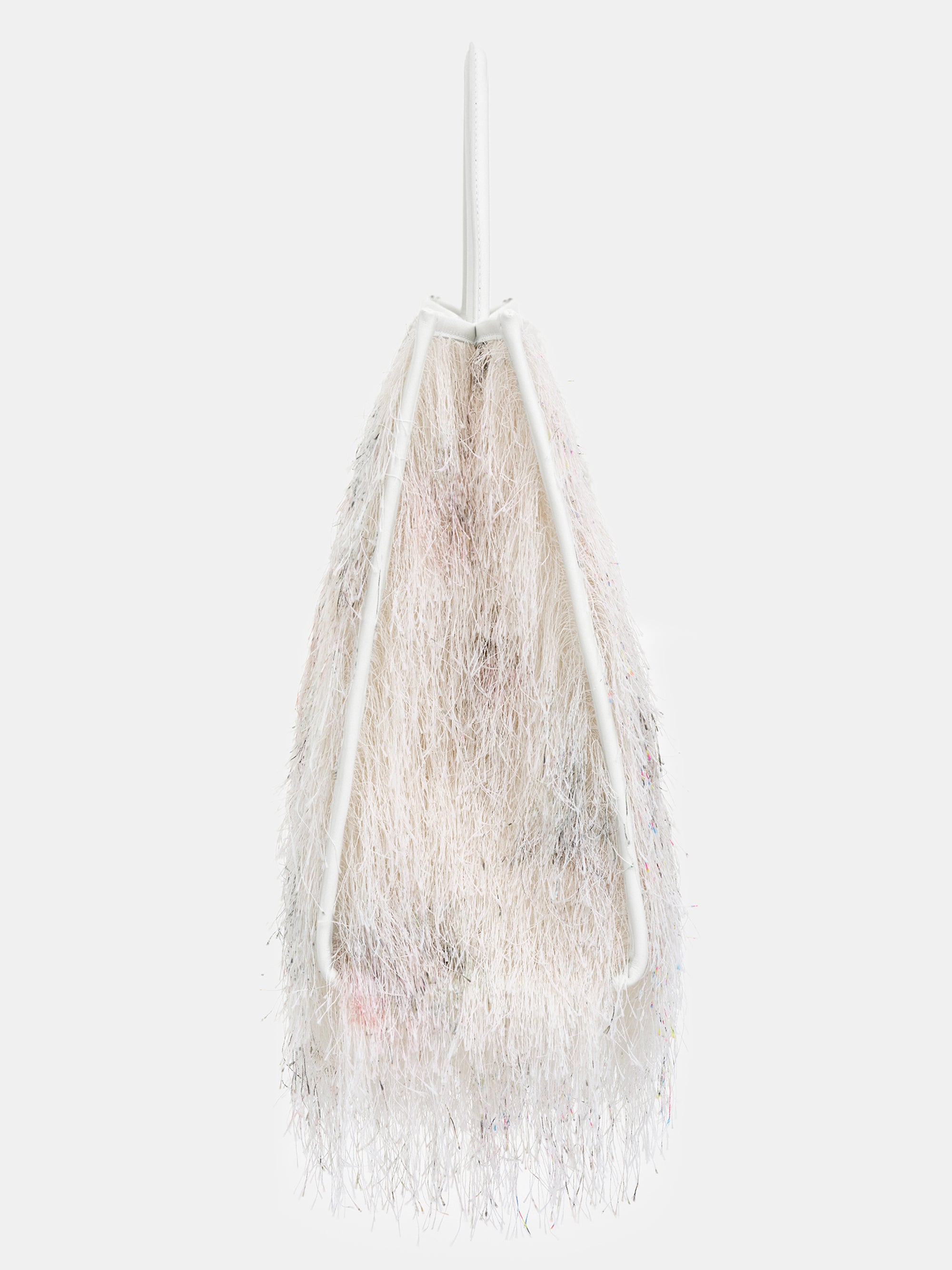 Cerine Fringe Top Handle Large Bag, White